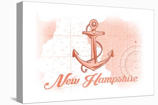 New Hampshire - Anchor - Coral - Coastal Icon-Lantern Press-Stretched Canvas