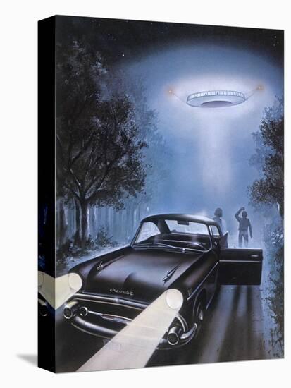 New Hampshire, Betty and Barney Hill Driving at Night See a UFO-Terry Hadler-Premier Image Canvas