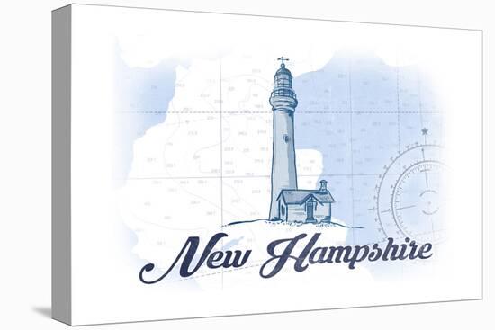 New Hampshire - Lighthouse - Blue - Coastal Icon-Lantern Press-Stretched Canvas