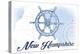 New Hampshire - Ship Wheel - Blue - Coastal Icon-Lantern Press-Stretched Canvas