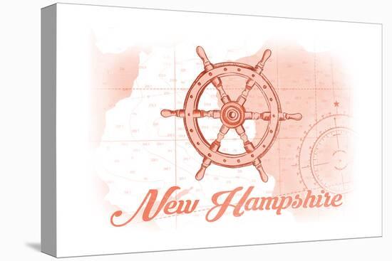 New Hampshire - Ship Wheel - Coral - Coastal Icon-Lantern Press-Stretched Canvas