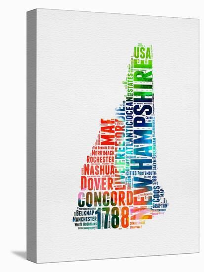 New Hampshire Watercolor Word Cloud-NaxArt-Stretched Canvas