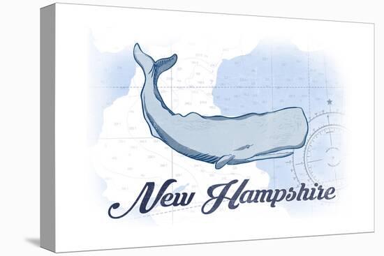 New Hampshire - Whale - Blue - Coastal Icon-Lantern Press-Stretched Canvas