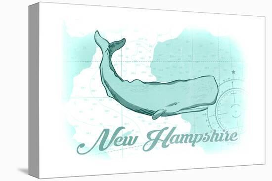 New Hampshire - Whale - Teal - Coastal Icon-Lantern Press-Stretched Canvas