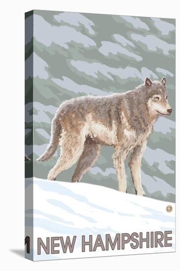 New Hampshire - Wolf Scene-Lantern Press-Stretched Canvas