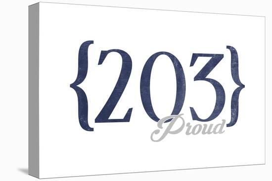 New Haven, Connecticut - 203 Area Code (Blue)-Lantern Press-Stretched Canvas