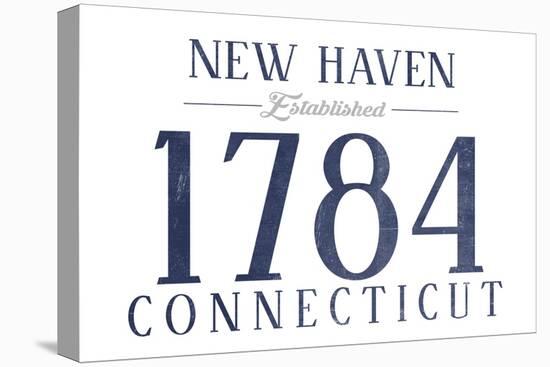 New Haven, Connecticut - Established Date (Blue)-Lantern Press-Stretched Canvas