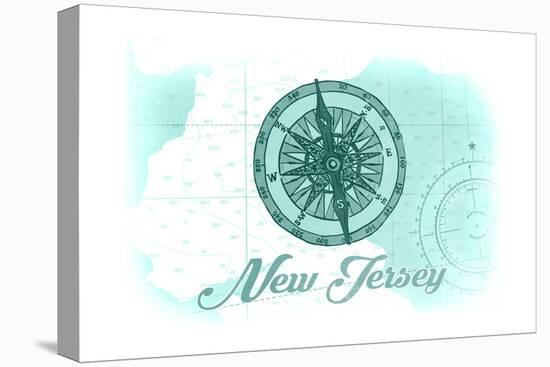 New Jersey - Compass - Teal - Coastal Icon-Lantern Press-Stretched Canvas