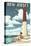New Jersey - Lighthouse Scene-Lantern Press-Stretched Canvas