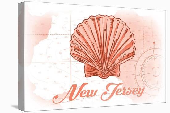New Jersey - Scallop Shell - Coral - Coastal Icon-Lantern Press-Stretched Canvas