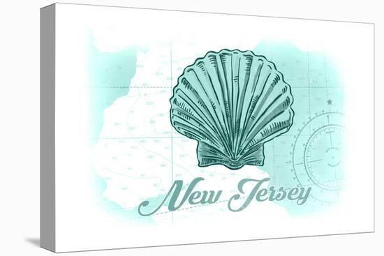 New Jersey - Scallop Shell - Teal - Coastal Icon-Lantern Press-Stretched Canvas