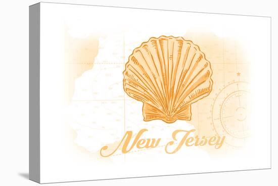 New Jersey - Scallop Shell - Yellow - Coastal Icon-Lantern Press-Stretched Canvas