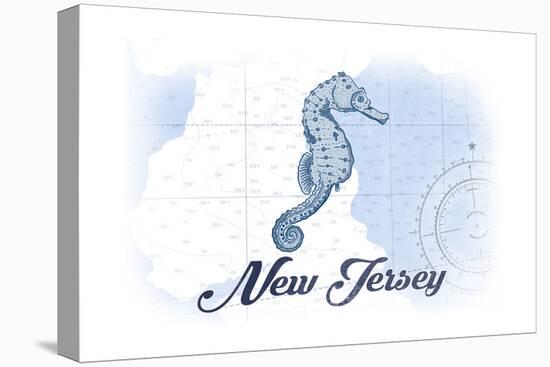 New Jersey - Seahorse - Blue - Coastal Icon-Lantern Press-Stretched Canvas