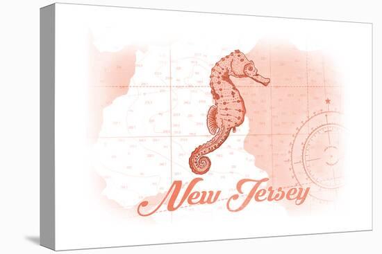 New Jersey - Seahorse - Coral - Coastal Icon-Lantern Press-Stretched Canvas