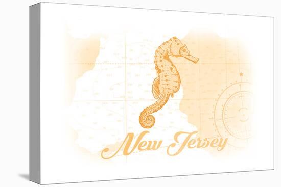 New Jersey - Seahorse - Yellow - Coastal Icon-Lantern Press-Stretched Canvas