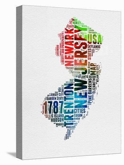 New Jersey Watercolor Word Cloud-NaxArt-Stretched Canvas