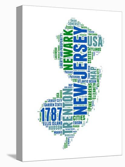 New Jersey Word Cloud Map-NaxArt-Stretched Canvas