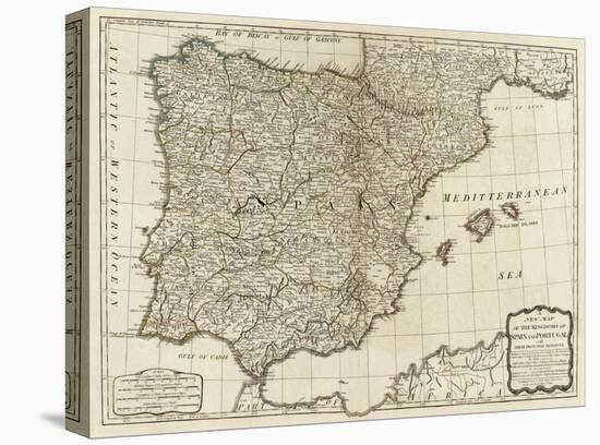 New Map of the Kingdoms of Spain and Portugal, c.1790-Thomas Kitchin-Stretched Canvas