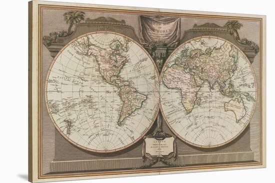 New Map of the World-Vintage Reproduction-Stretched Canvas