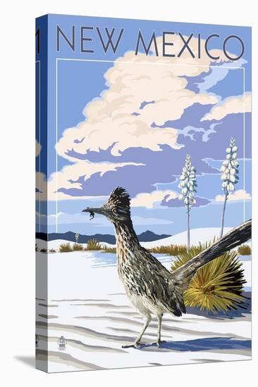 New Mexico - Roadrunner Scene-Lantern Press-Stretched Canvas