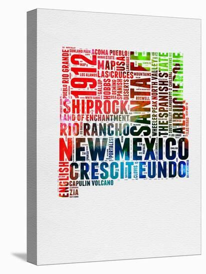 New Mexico Watercolor Word Cloud-NaxArt-Stretched Canvas