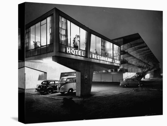 New Motel, Restaurant and Glass and Steel Garage-Ralph Crane-Premier Image Canvas