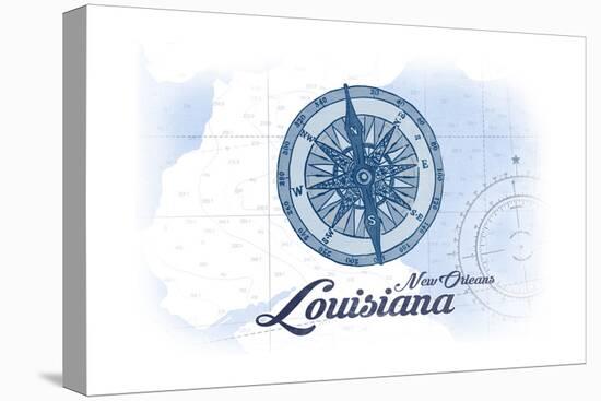 New Orleans, Louisiana - Compass - Blue - Coastal Icon-Lantern Press-Stretched Canvas