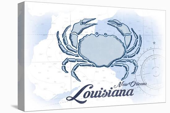 New Orleans, Louisiana - Crab - Blue - Coastal Icon-Lantern Press-Stretched Canvas