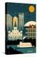 New Orleans, Louisiana - Retro Skyline (no text)-Lantern Press-Stretched Canvas
