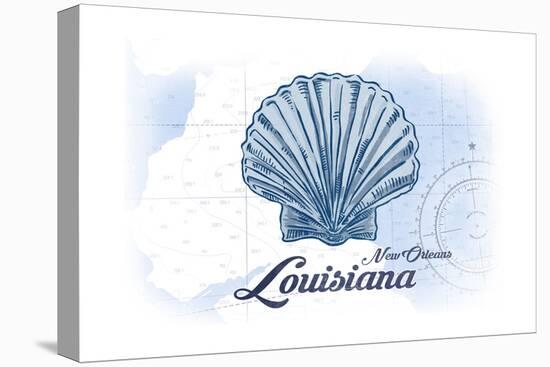 New Orleans, Louisiana - Scallop Shell - Blue - Coastal Icon-Lantern Press-Stretched Canvas