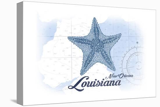 New Orleans, Louisiana - Starfish - Blue - Coastal Icon-Lantern Press-Stretched Canvas