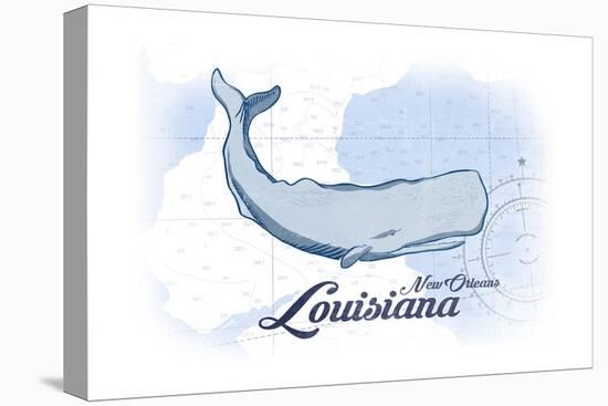 New Orleans, Louisiana - Whale - Blue - Coastal Icon-Lantern Press-Stretched Canvas