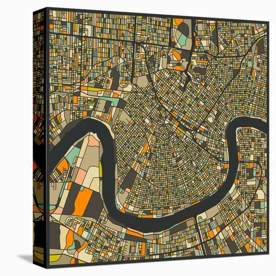 New Orleans Map-Jazzberry Blue-Stretched Canvas
