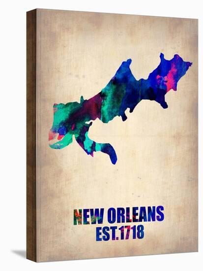 New Orleans Watercolor Map-NaxArt-Stretched Canvas