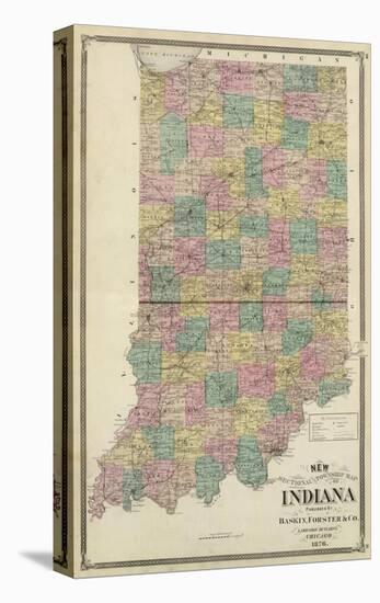 New Sectional and Township Map of Indiana, c.1876-A^ T^ Andreas-Stretched Canvas