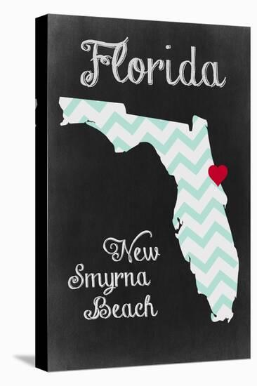 New Smyrna Beach, Florida - Chalkboard State Heart (red heart)-Lantern Press-Stretched Canvas
