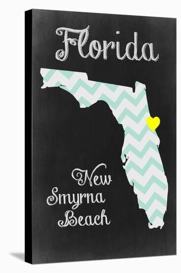 New Smyrna Beach, Florida - Chalkboard State Heart-Lantern Press-Stretched Canvas