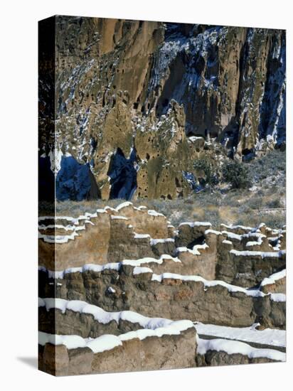 New Snow on Broken Walls of Tyuoni Ruin, Bandelier National Monument, New Mexico, USA-Scott T^ Smith-Premier Image Canvas