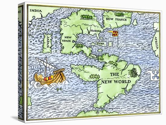 New World Geography According to a Mapmaker of 1540-null-Premier Image Canvas