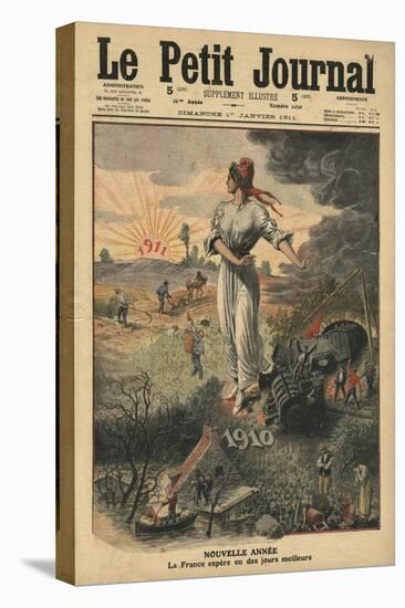 New Year, France Hopes for Better Days, Illustration from 'Le Petit Journal', 1st January 1911-French School-Premier Image Canvas