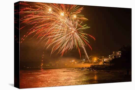 New Year's Eve Fireworks, Kings Beach, Sunshine Coast, Queensland, Australia-Mark A Johnson-Premier Image Canvas