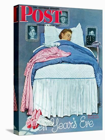 "New Year's Eve" Saturday Evening Post Cover, January 1,1944-Norman Rockwell-Premier Image Canvas