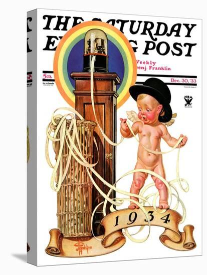 "New Year Tickertape," Saturday Evening Post Cover, December 30, 1933-Joseph Christian Leyendecker-Premier Image Canvas