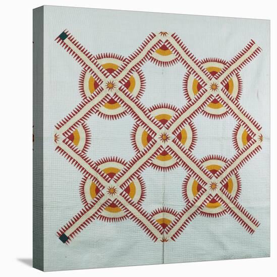 New York Beauty Coverlet, American, Pieced, Quilted and Appliqued Cotton, Circa 1870-null-Premier Image Canvas