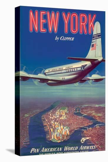 New York by Clipper - Pan American World Airways, Vintage Airline Travel Poster, 1950-Pacifica Island Art-Stretched Canvas