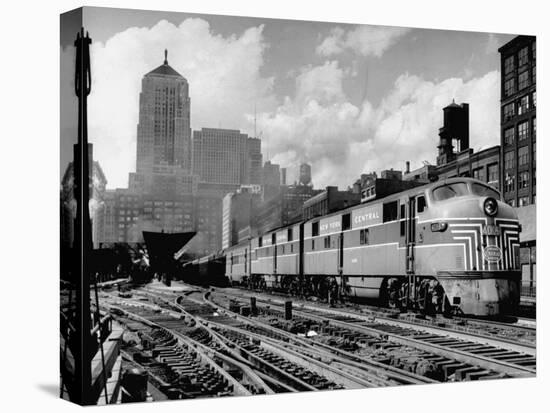 New York Central Passenger Train with a Streamlined Locomotive Leaving Chicago Station-Andreas Feininger-Premier Image Canvas