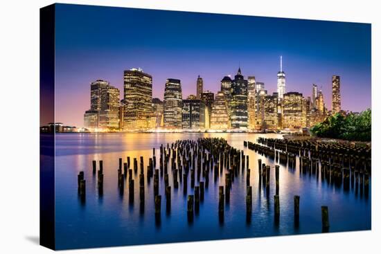 New York City - Beautiful Sunrise over Manhattan with Manhattan and Brooklyn Bridge Usa-Beatrice Preve-Premier Image Canvas