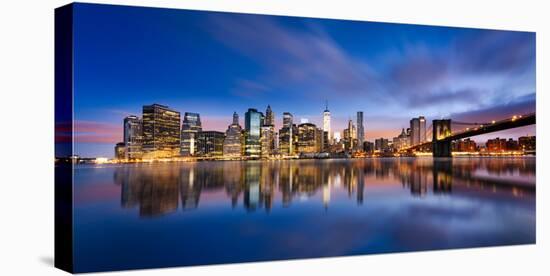 New York City - Beautiful Sunrise over Manhattan with Manhattan and Brooklyn Bridge Usa-Beatrice Preve-Premier Image Canvas