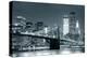 New York City Brooklyn Bridge Black and White with Downtown Skyline over East River.-Songquan Deng-Premier Image Canvas
