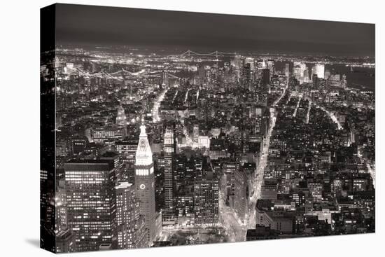 New York City Manhattan Aerial View At Dusk With Urban City Skyline And Skyscrapers Buildings-Songquan Deng-Premier Image Canvas